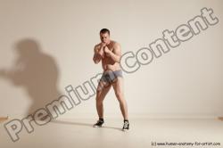 Underwear Martial art Man White Moving poses Athletic Short Brown Dynamic poses Academic