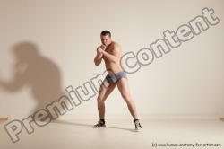 Underwear Martial art Man White Moving poses Athletic Short Brown Dynamic poses Academic