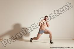 Underwear Martial art Man White Moving poses Athletic Short Brown Dynamic poses Academic