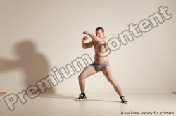 Underwear Martial art Man White Moving poses Athletic Short Brown Dynamic poses Academic