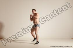 Underwear Martial art Man White Moving poses Athletic Short Brown Dynamic poses Academic