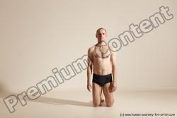 Underwear Gymnastic poses Man White Slim Bald Dancing Dynamic poses Academic