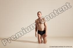 Underwear Gymnastic poses Man White Slim Bald Dancing Dynamic poses Academic