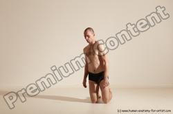 Underwear Gymnastic poses Man White Slim Bald Dancing Dynamic poses Academic