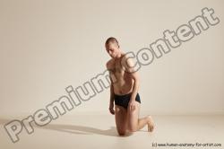 Underwear Gymnastic poses Man White Slim Bald Dancing Dynamic poses Academic