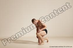 Underwear Gymnastic poses Man White Slim Bald Dancing Dynamic poses Academic