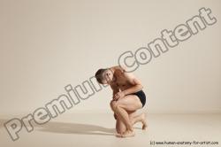 Underwear Gymnastic poses Man White Slim Bald Dancing Dynamic poses Academic