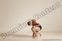 Underwear Gymnastic poses Man White Slim Bald Dancing Dynamic poses Academic