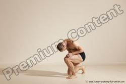 Underwear Gymnastic poses Man White Slim Bald Dancing Dynamic poses Academic