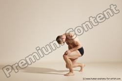 Underwear Gymnastic poses Man White Slim Bald Dancing Dynamic poses Academic