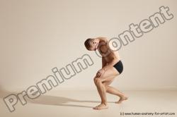 Underwear Gymnastic poses Man White Slim Bald Dancing Dynamic poses Academic