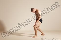 Underwear Gymnastic poses Man White Slim Bald Dancing Dynamic poses Academic