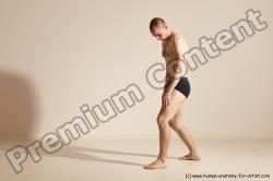 Underwear Gymnastic poses Man White Slim Bald Dancing Dynamic poses Academic