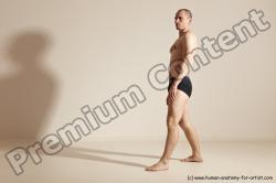 Underwear Gymnastic poses Man White Slim Bald Dancing Dynamic poses Academic