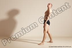 Underwear Gymnastic poses Man White Slim Bald Dancing Dynamic poses Academic