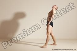 Underwear Gymnastic poses Man White Slim Bald Dancing Dynamic poses Academic