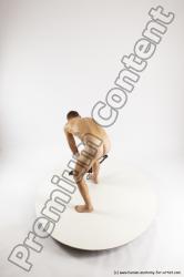 Nude Fighting Man White Slim Short Brown Multi angles poses Realistic