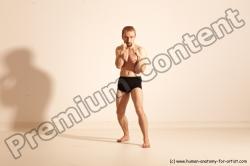 Underwear Fighting Man White Moving poses Slim Short Blond Dynamic poses Academic