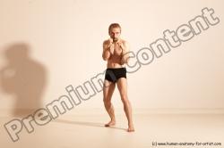 Underwear Fighting Man White Moving poses Slim Short Blond Dynamic poses Academic