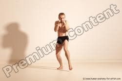 Underwear Fighting Man White Moving poses Slim Short Blond Dynamic poses Academic