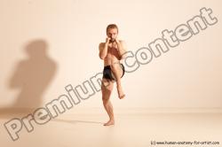 Underwear Fighting Man White Moving poses Slim Short Blond Dynamic poses Academic