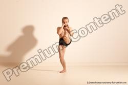 Underwear Fighting Man White Moving poses Slim Short Blond Dynamic poses Academic