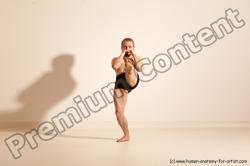 Underwear Fighting Man White Moving poses Slim Short Blond Dynamic poses Academic