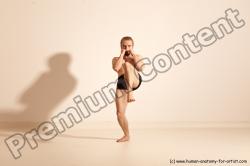 Underwear Fighting Man White Moving poses Slim Short Blond Dynamic poses Academic