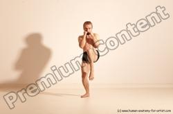 Underwear Fighting Man White Moving poses Slim Short Blond Dynamic poses Academic