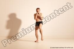 Underwear Fighting Man White Moving poses Slim Short Blond Dynamic poses Academic