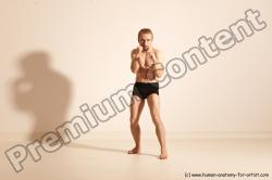 Underwear Fighting Man White Moving poses Slim Short Blond Dynamic poses Academic