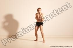 Underwear Fighting Man White Moving poses Slim Short Blond Dynamic poses Academic