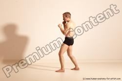 Underwear Fighting Man White Moving poses Slim Short Blond Dynamic poses Academic