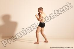 Underwear Fighting Man White Moving poses Slim Short Blond Dynamic poses Academic