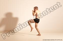 Underwear Fighting Man White Moving poses Slim Short Blond Dynamic poses Academic