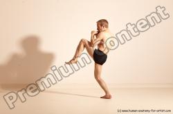 Underwear Fighting Man White Moving poses Slim Short Blond Dynamic poses Academic