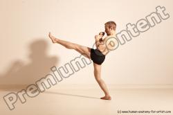 Underwear Fighting Man White Moving poses Slim Short Blond Dynamic poses Academic