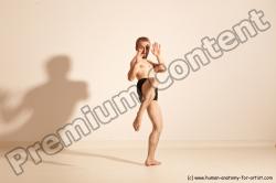 Underwear Martial art Man White Moving poses Slim Short Blond Dynamic poses Academic