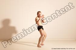 Underwear Martial art Man White Moving poses Slim Short Blond Dynamic poses Academic