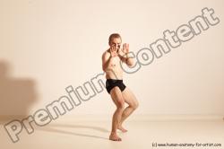 Underwear Martial art Man White Moving poses Slim Short Blond Dynamic poses Academic