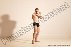 Underwear Martial art Man White Moving poses Slim Short Blond Dynamic poses Academic