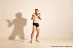 Underwear Martial art Man White Moving poses Athletic Short Blond Dynamic poses Academic