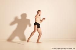 Underwear Martial art Man White Moving poses Athletic Short Blond Dynamic poses Academic