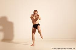 Underwear Martial art Man White Moving poses Athletic Short Blond Dynamic poses Academic