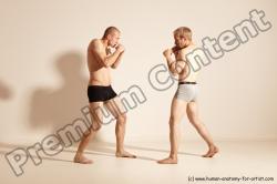 Underwear Martial art Man - Man White Moving poses Slim Short Blond Dynamic poses Academic