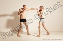 Underwear Martial art Man - Man White Moving poses Slim Short Blond Dynamic poses Academic