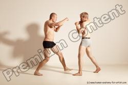 Underwear Martial art Man - Man White Moving poses Slim Short Blond Dynamic poses Academic