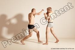 Underwear Martial art Man - Man White Moving poses Slim Short Blond Dynamic poses Academic