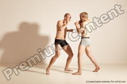 Underwear Martial art Man - Man White Moving poses Slim Short Blond Dynamic poses Academic