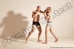 Underwear Martial art Man - Man White Moving poses Slim Short Blond Dynamic poses Academic